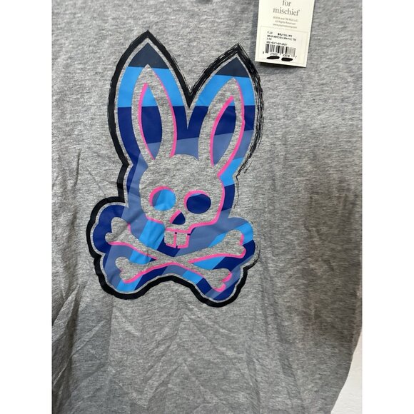 Psycho Bunny Men’s Heather Gray Pima Cotton Meridian Graphic T Shirt Size 3 (XS) - Picture 2 of 8